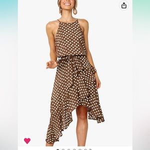 Worn once. Polka-dot Tie Waist Cocktail Midi Sleeveless Halter Sundress SZ M